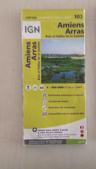 Carte IGN Amiens Arras : Baie et Vallée de la Somme 